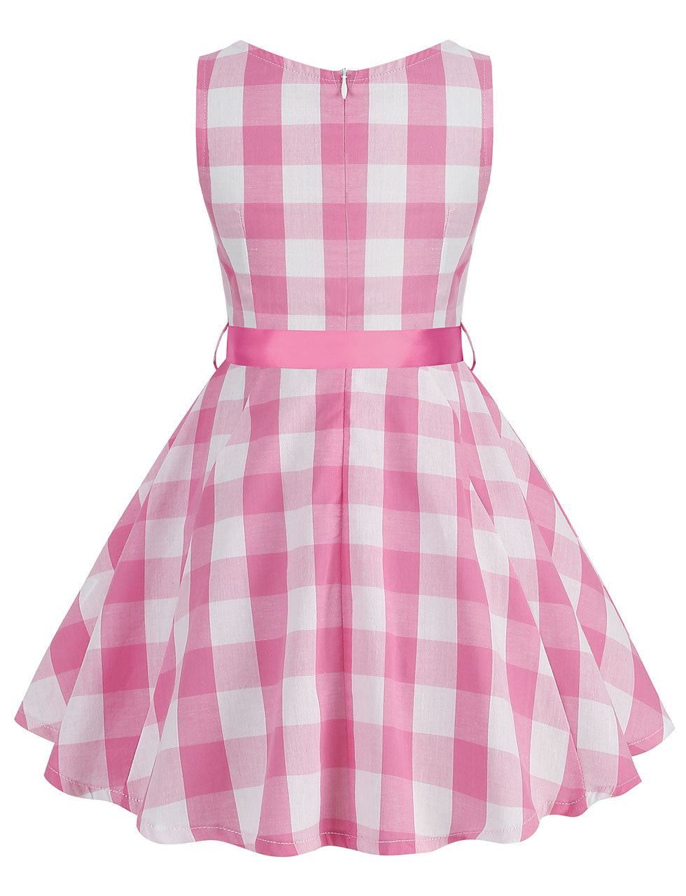 Kids Little Girls' Dress Pink And White Plaid Barbie Retro Swing Dress